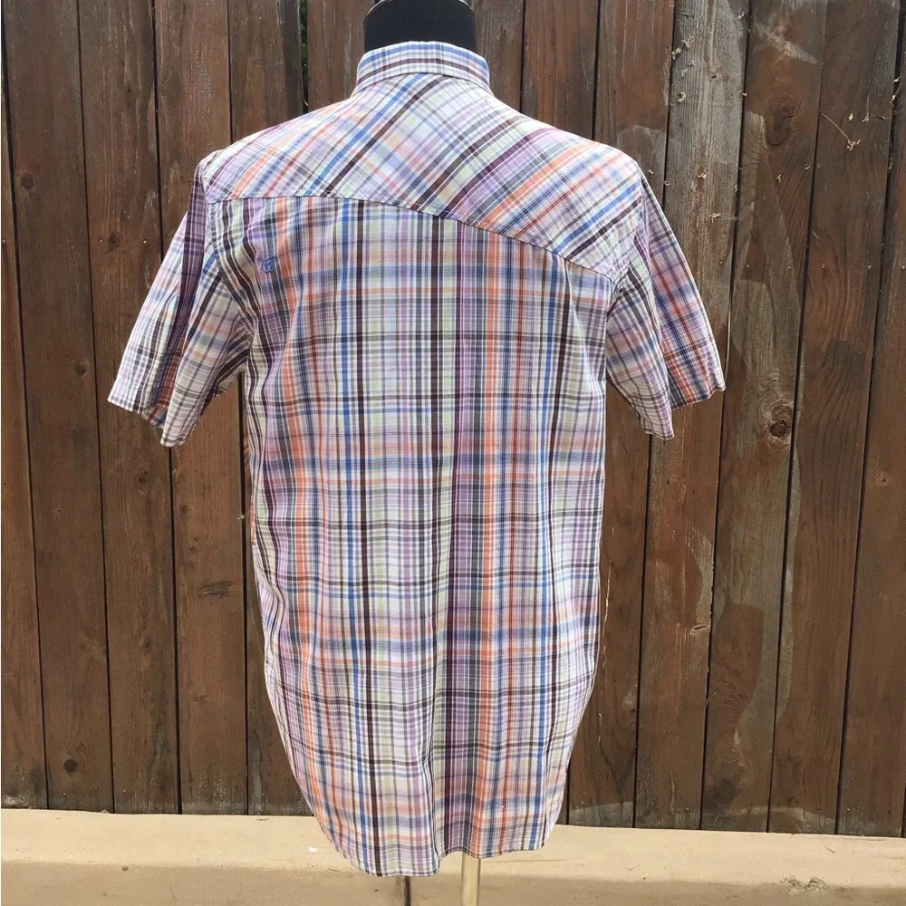 Volcom Casual Purple and Orange Plaid Button Down Shirt Item #111 - Picture 5 of 9